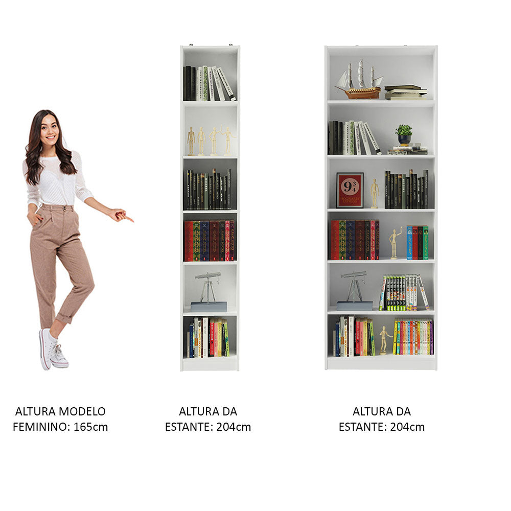 Kit Madesa Estante Livreiro 6908 + Estante Livreiro 6906 Branco