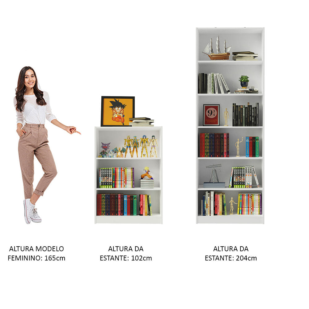 Kit Madesa Estante Livreiro 6908 + Estante Livreiro 6907 Branco