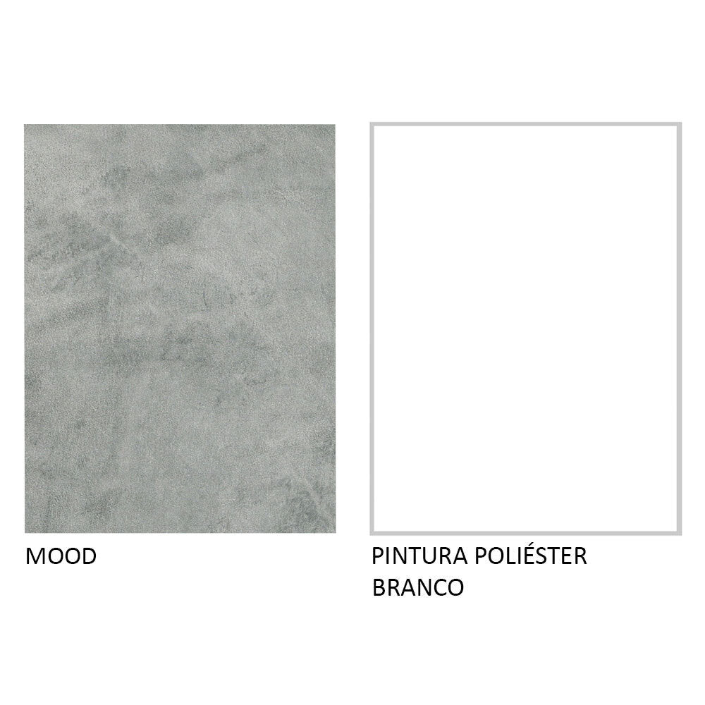 Conjunto Escritório Home Office com Mesa Industrial + Gaveteiro Branco/Cinza Madesa