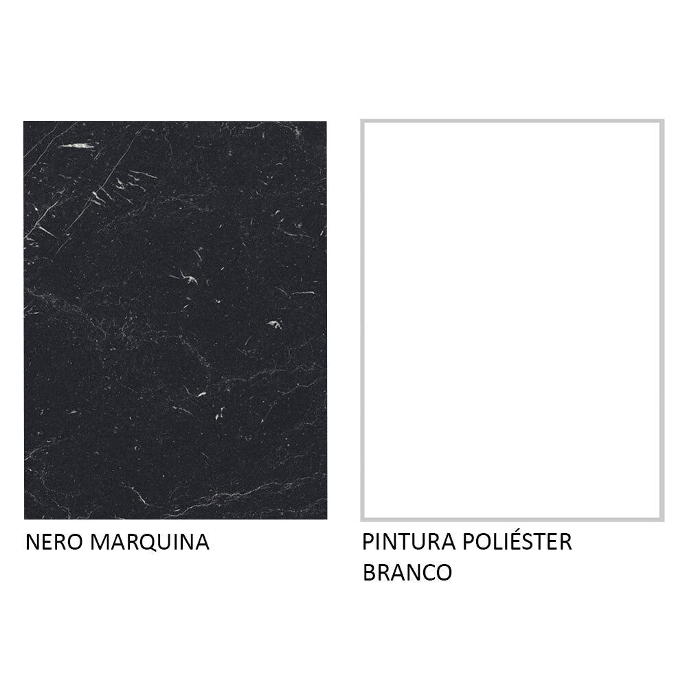 Conjunto Escritório Home Office com Mesa Industrial + Gaveteiro Branco/Preto Madesa