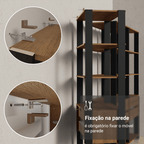Estante Armário Multiuso para Livros 4 Gavetas 8 prateleiras 140cm Rustic/Preto Madesa