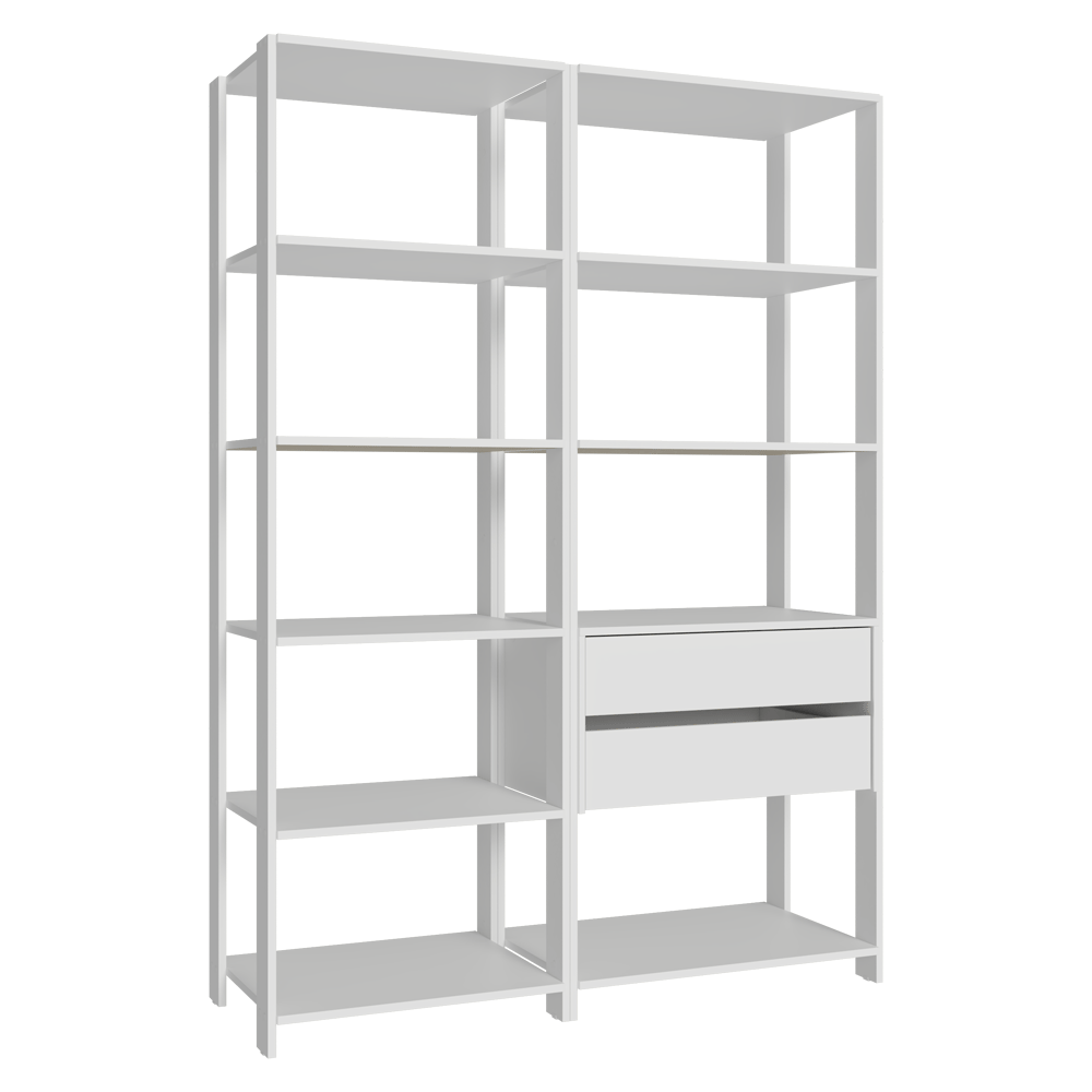 Estante Armário Multiuso para Escritório 129cm 9 Prateleiras 2 Gavetas Branco Madesa