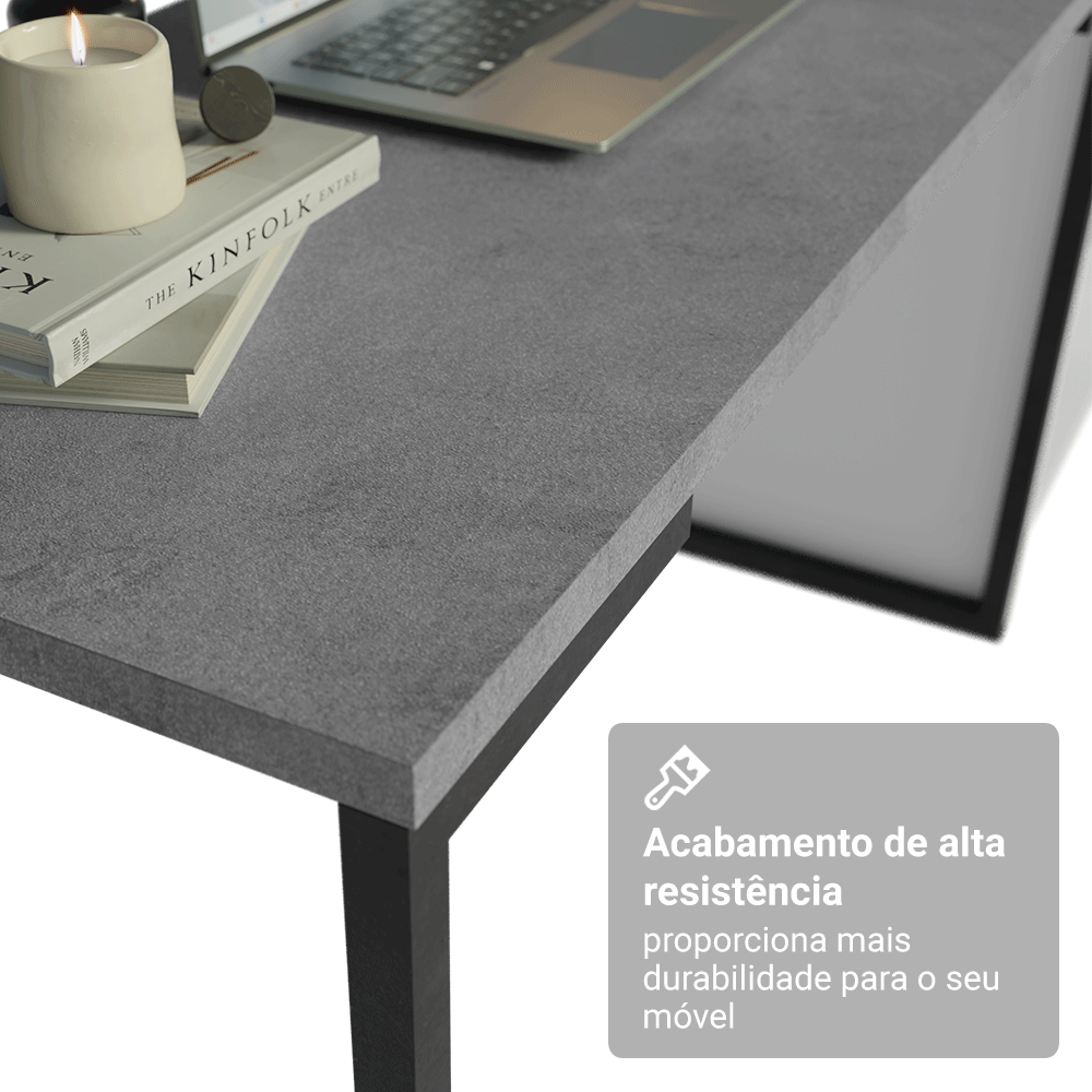 Conjunto Home Office 2 Armários Neo 1 Escrivaninha 2 Prateleiras Branco Madesa
