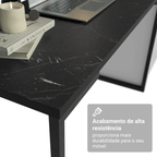 Conjunto Home Office 2 Armários Neo com Espelhos 1 Escrivaninha 2 Prateleiras Branco/Nero Madesa