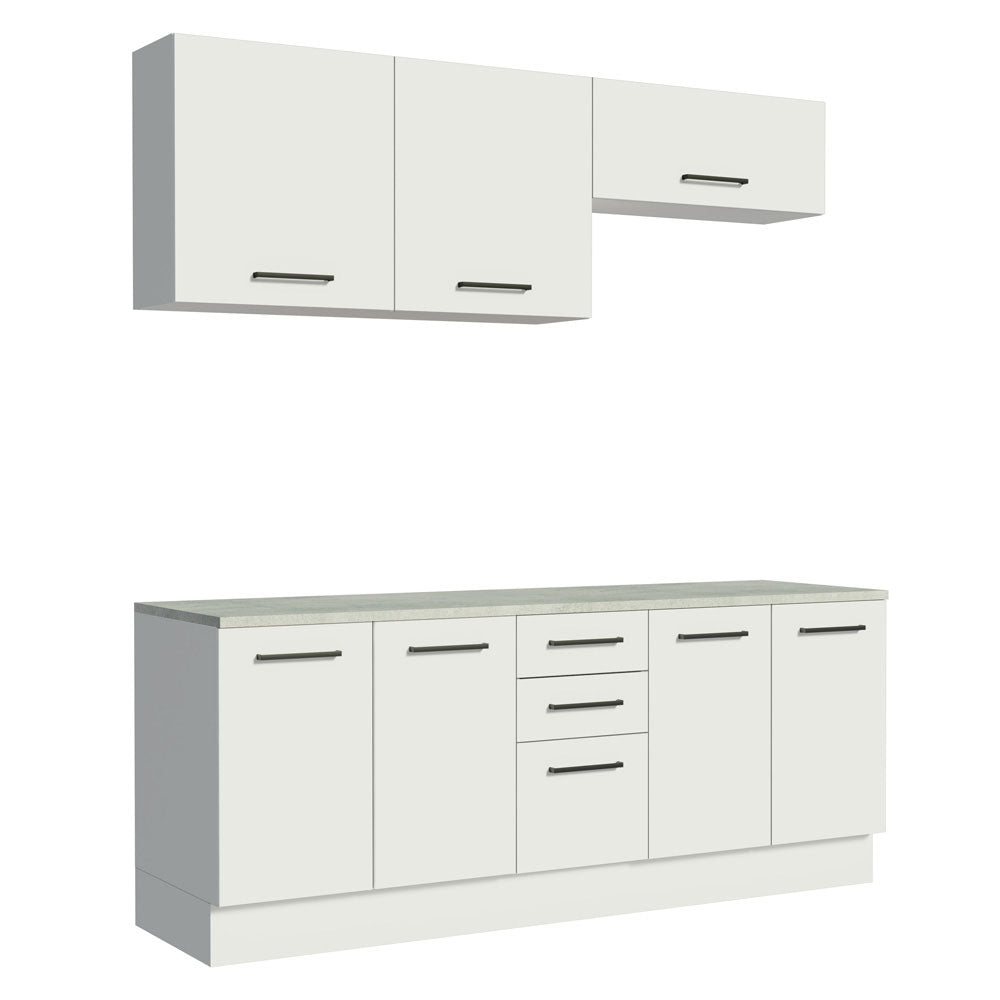 Kit com 2 Balcões e 2 Armários Aéreos Multiuso 200cm Branco Agata Madesa