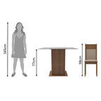 Conjunto Sala de Jantar Madesa Moni Mesa Tampo de Vidro com 2 Cadeiras Rustic/Crema/Sintético Bege