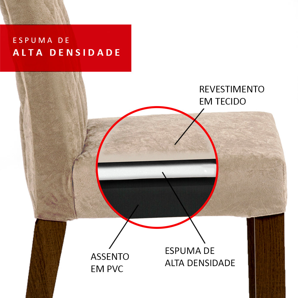 Conjunto Sala de Jantar Madesa Grazi Mesa Tampo de Vidro com 4 Cadeiras Rustic/Branco/Imperial