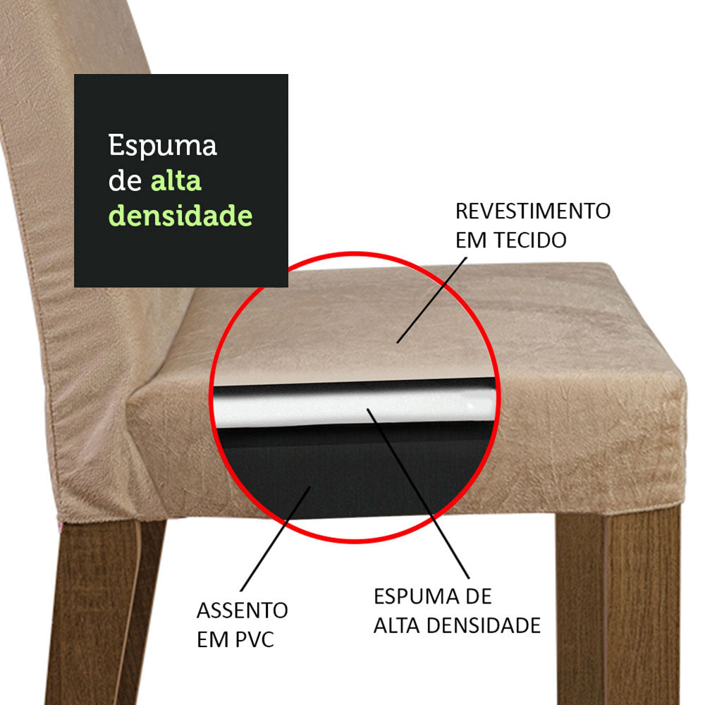 Conjunto Sala de Jantar Madesa Sabrina Mesa Tampo de Vidro com 4 Cadeiras Rustic/Branco/Imperial