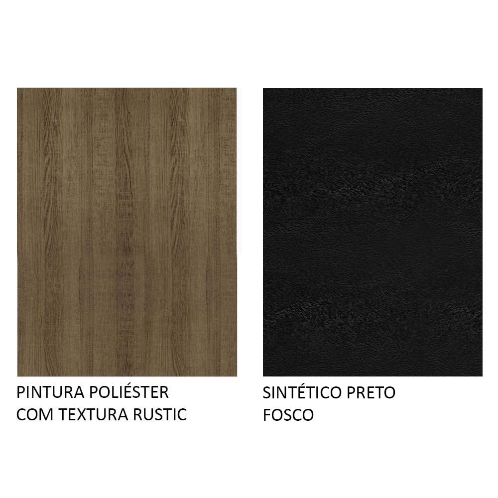 Conjunto Sala de Jantar Madesa Nanda Mesa Tampo de Vidro Redondo 4 Cadeiras Rustic/Preto