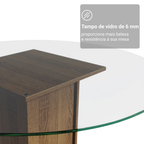 Conjunto Sala de Jantar Mesa Tampo de Vidro Redondo 4 Cadeiras Rustic/Oxford Mile Madesa