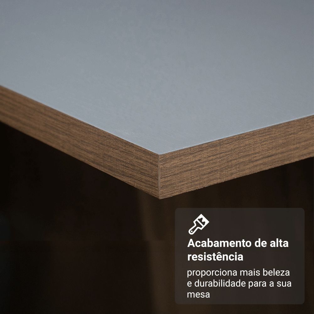 Conjunto Sala de Jantar Mesa Tampo de Madeira 4 Cadeiras Rustic/Cinza/Silver Livia Madesa