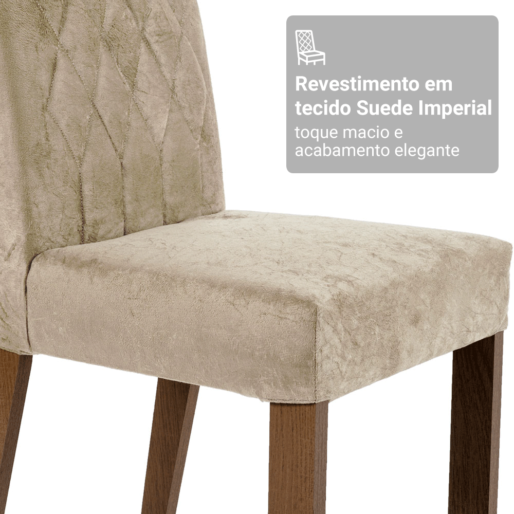 Conjunto Sala de Jantar Mesa Tampo de Vidro 4 Cadeiras Rustic/Crema/Imperial Anaju Madesa