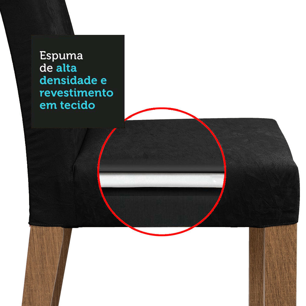 Conjunto Sala de Jantar Mesa Tampo de Madeira 4 Cadeiras Rustic/Preto/Oxford Karina Madesa