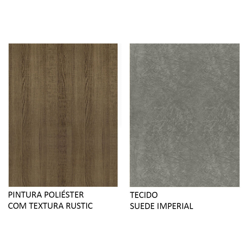 Conjunto Sala de Jantar Mesa Tampo de Vidro Redondo 4 Cadeiras Rustic/Silver Irene Madesa