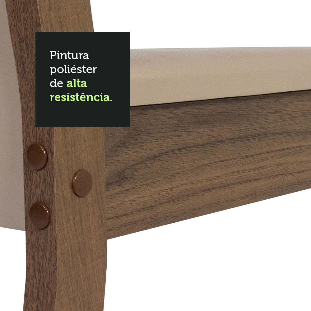 Conjunto Sala de Jantar Mesa Tampo de Vidro 4 Cadeiras Crema/Rustic/Bege Greta Madesa