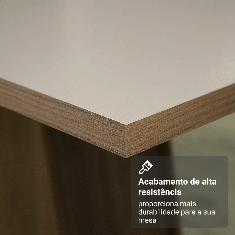 Conjunto Sala de Jantar Mesa Tampo de Madeira 4 Cadeiras Rustic/Crema/Sintético Bege Briana Madesa