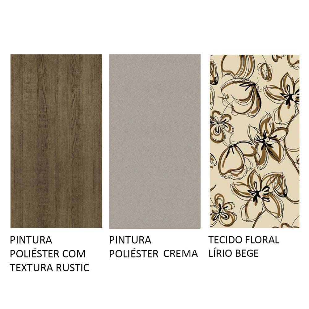 Conjunto Sala de Jantar Mesa Tampo de Vidro 4 Cadeiras Rustic/Crema/Lírio Bege Perla Madesa