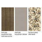 Conjunto Sala de Jantar Mesa Tampo de Vidro 4 Cadeiras Rustic/Crema/Lírio Bege Perla Madesa
