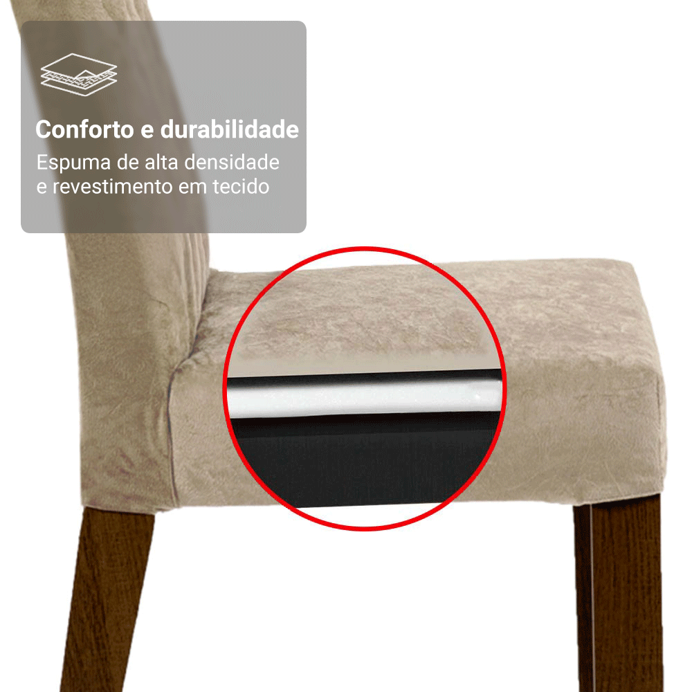 Conjunto Sala de Jantar Mesa Tampo de Vidro 4 Cadeiras Rustic/Imperial Reale Madesa