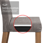 Conjunto Sala de Jantar Mesa Tampo de Vidro 4 Cadeiras Rustic/Silver Zion Madesa