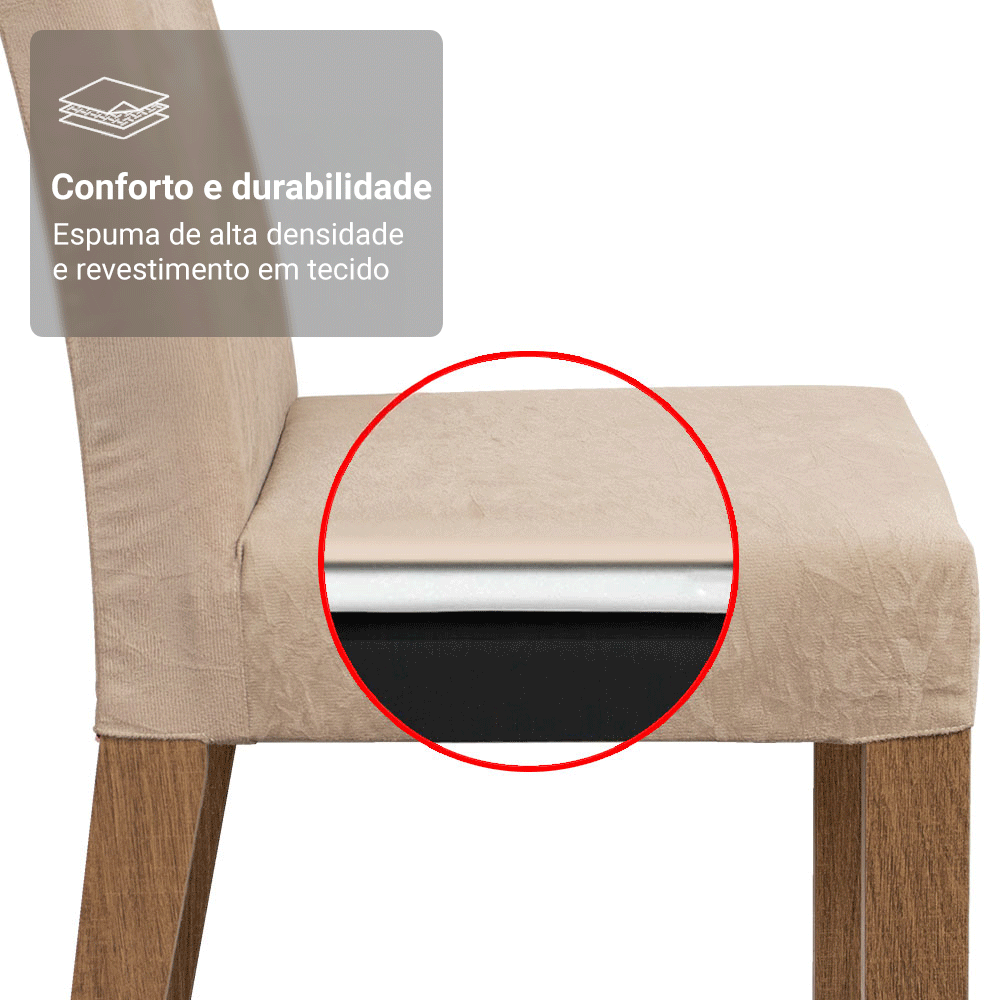 Conjunto Sala de Jantar Mesa Tampo de Vidro 4 Cadeiras Rustic/Imperial Zion Madesa