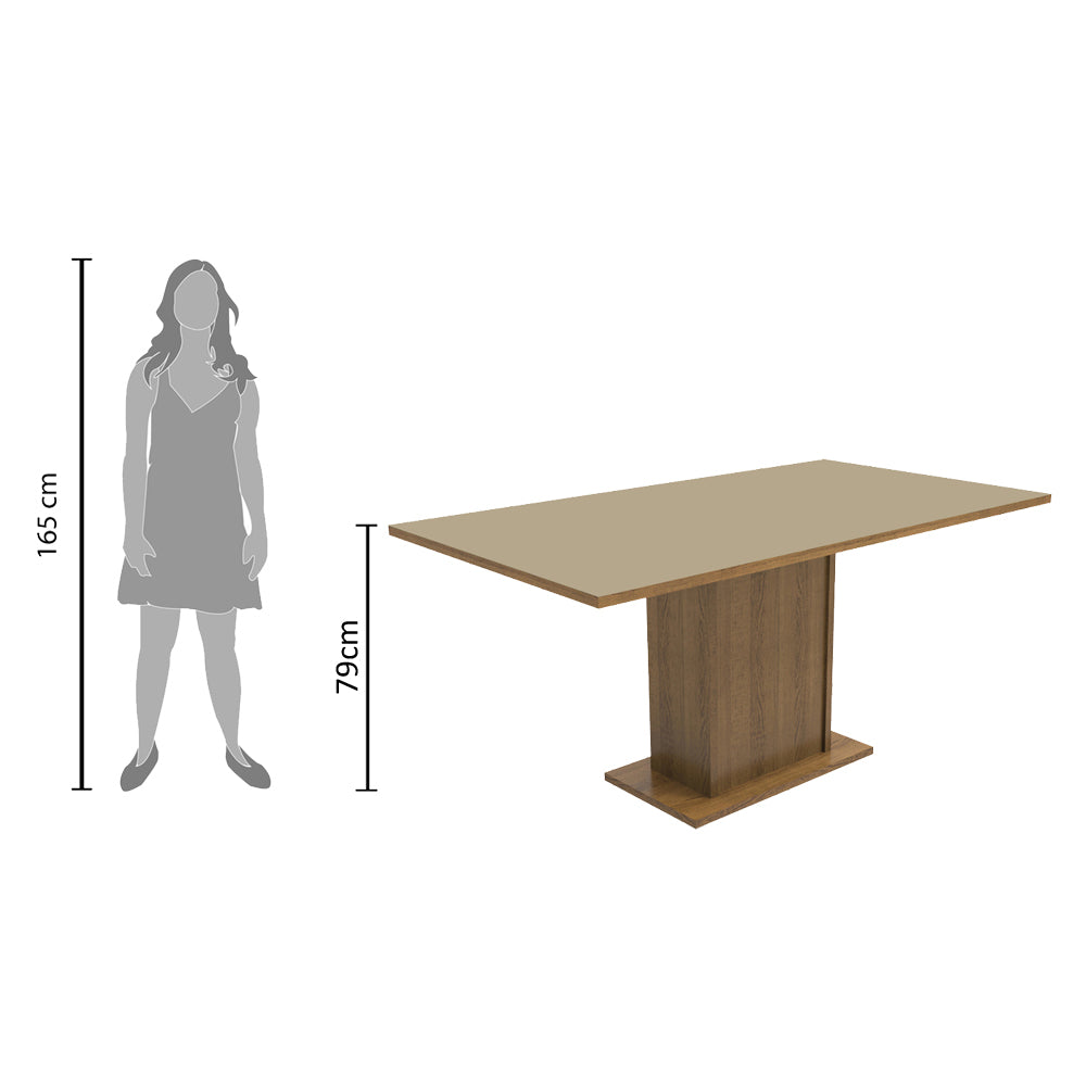 Conjunto Sala de Jantar Madesa Ohana Mesa Tampo de Madeira com 6 Cadeiras Rustic/Crema/Sintético Bege