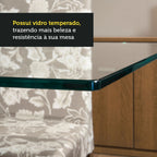 Conjunto Sala de Jantar Mesa Tampo de Vidro 6 Cadeiras Rustic/Cinza/Silver Alexis Madesa