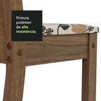 Conjunto Sala de Jantar Mesa Tampo de Madeira 6 Cadeiras Rustic/Crema/Hibiscos Sharon Madesa