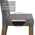 Conjunto Sala de Jantar Tampo de Vidro 6 Cadeiras Rustic/Silver Dália Madesa