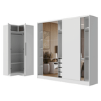 Guarda-Roupa Modulado Neo + Guarda-Roupa Royale 3 Portas de Correr com Espelhos Branco Madesa