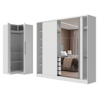 Guarda-Roupa Modulado Neo + Guarda-Roupa Royale 3 Portas de Correr com Espelho Branco Madesa