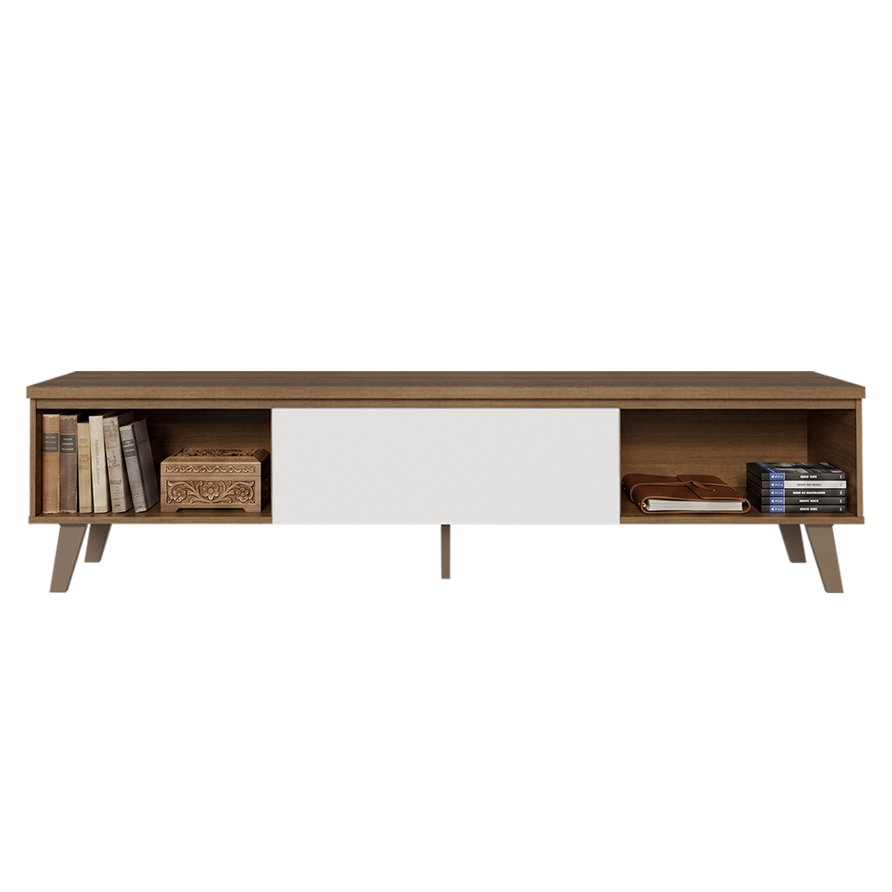 Rack para TV até 80 Polegadas 180 cm 2 Portas 1 Gaveta Rustic/Branco Nilo Madesa