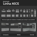 Armário Aéreo 120 x 50 cm 2 Portas Cinza Nice Madesa