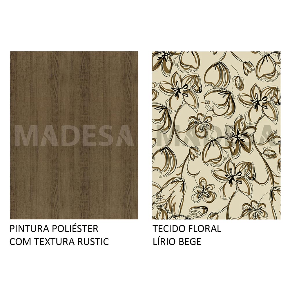 Conjunto Sala de Jantar Madesa Rute Mesa Tampo de Madeira com 4 Cadeiras Rustic/Lírio Bege