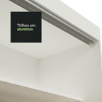 Guarda-Roupa Casal Madesa Austin 4 Portas de Correr de Espelho 3 Gavetas Branco