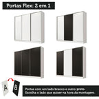Guarda-Roupa Casal 100% MDF Madesa Royale 3 Portas de Correr Branco/Preto/Branco