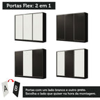 Guarda-Roupa Casal 100% MDF Madesa Royale 3 Portas de Correr Preto