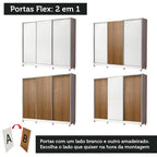Guarda-Roupa Casal 100% MDF Madesa Royale 3 Portas de Correr com Pés Branco/Rustic/Branco