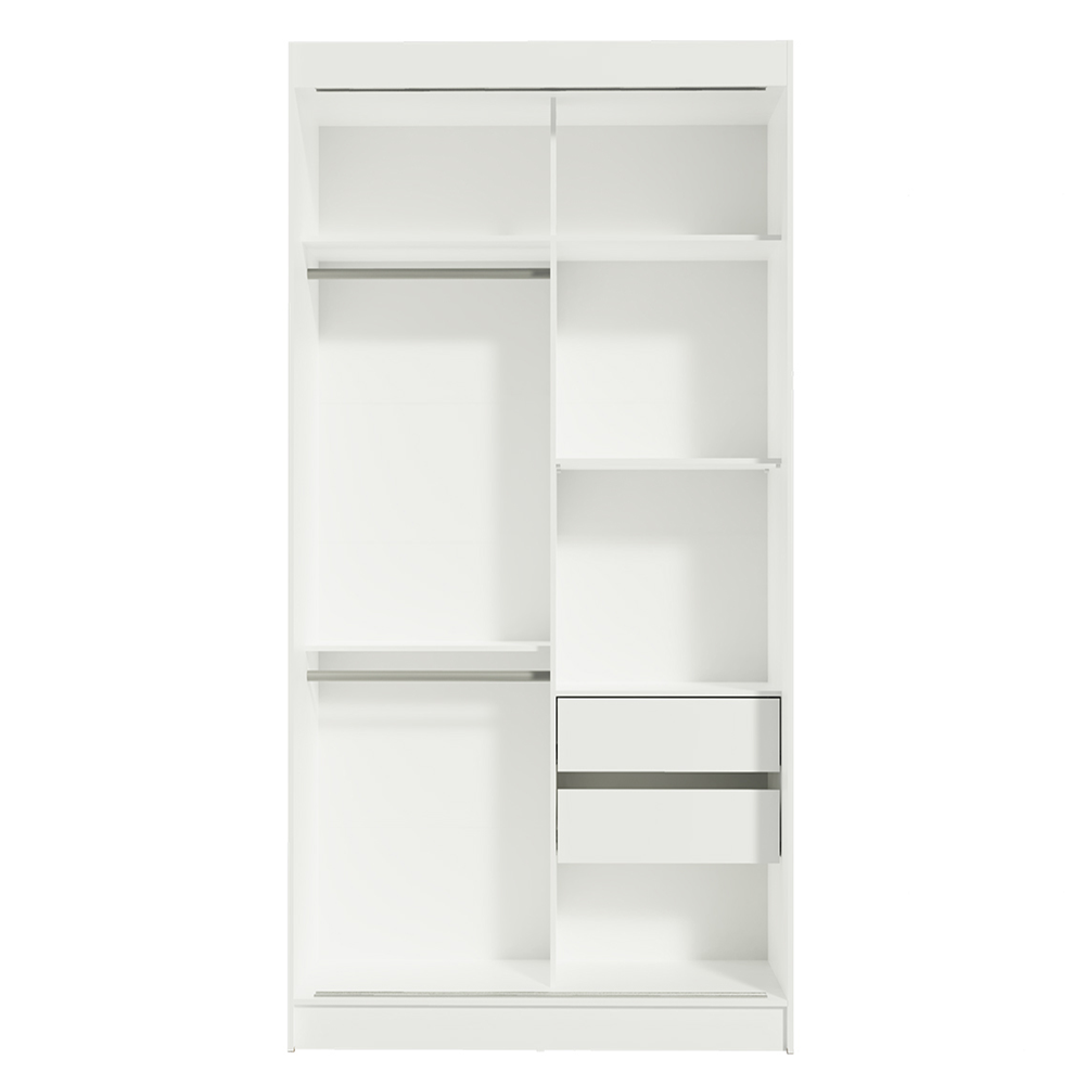 Guarda-Roupa Solteiro Madesa Tokio 2 Portas de Correr de Espelho 2 Gavetas Branco/Preto