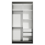 Guarda-Roupa Solteiro Madesa Tokio 2 Portas de Correr com Espelho 2 Gavetas Preto/Branco