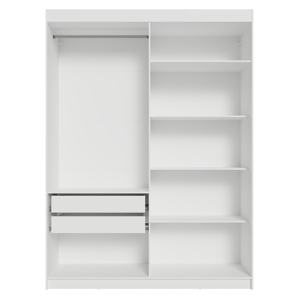 Guarda-Roupa Solteiro 4 Portas Batentes com Espelho Branco/Branco/Rustic Venus Madesa