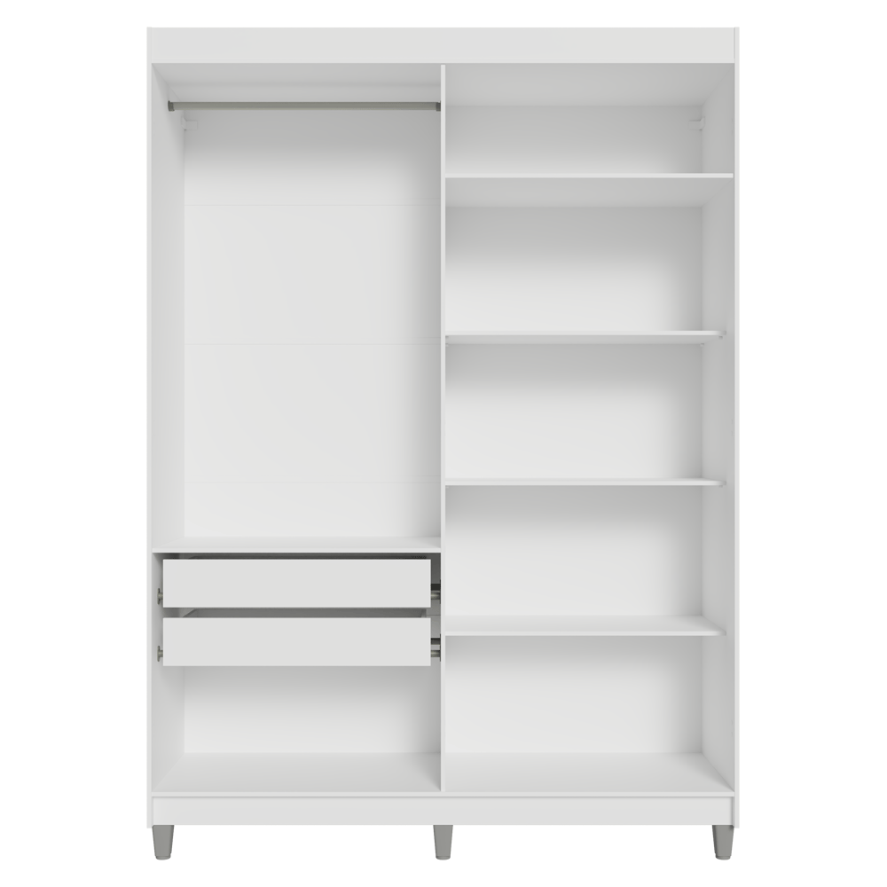 Guarda-Roupa Solteiro com Pés 4 Portas Batentes Branco/Branco/Rustic Venus Madesa