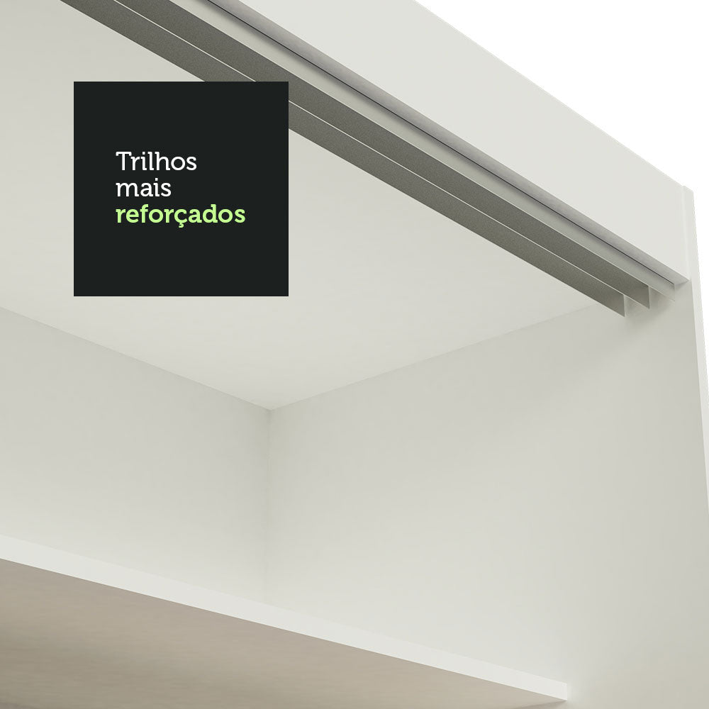 Guarda-Roupa Casal Madesa Istambul 3 Portas de Correr de Espelho 3 Gavetas Branco/Rustic