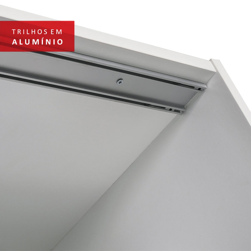 Guarda-Roupa Casal 100% MDF Madesa Eros 3 Portas de Correr com Espelhos Branco