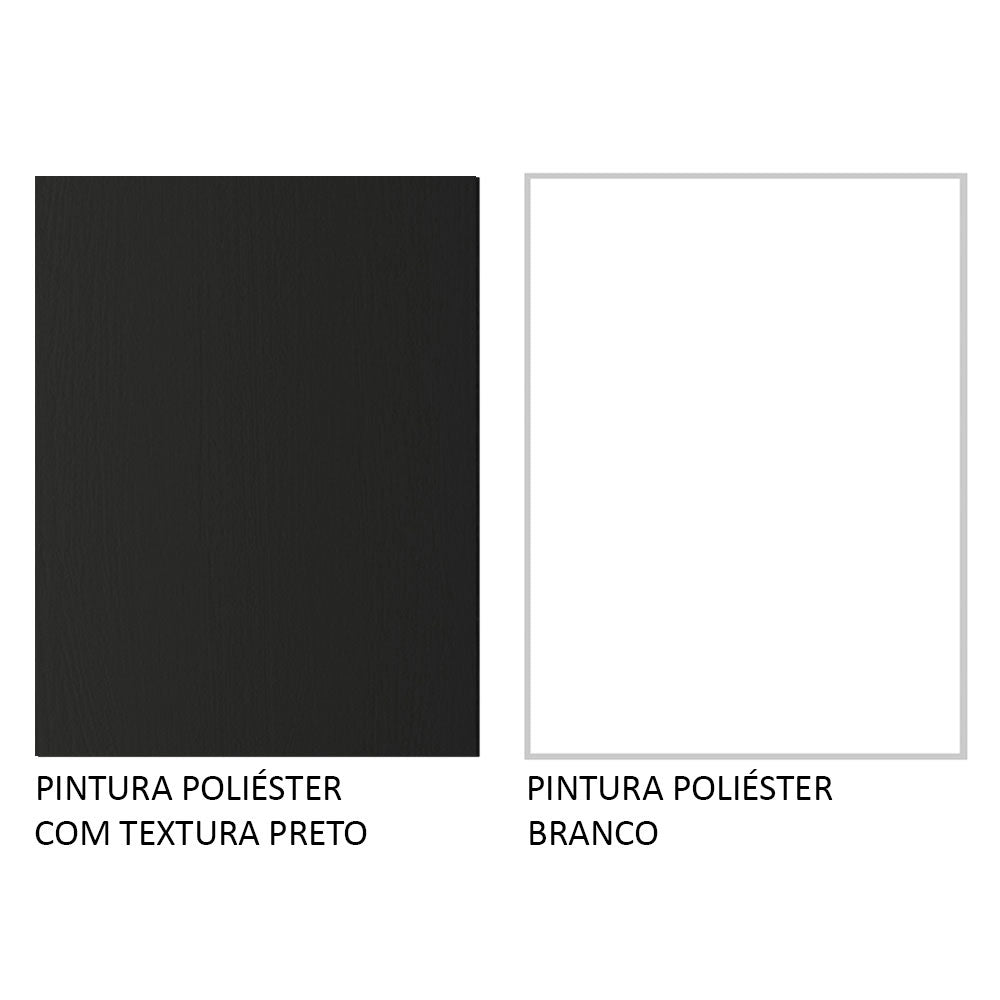 Guarda-Roupa Casal 3 Portas de Correr com Espelhos 4 Gavetas Preto/Branco Sublime Plus Madesa
