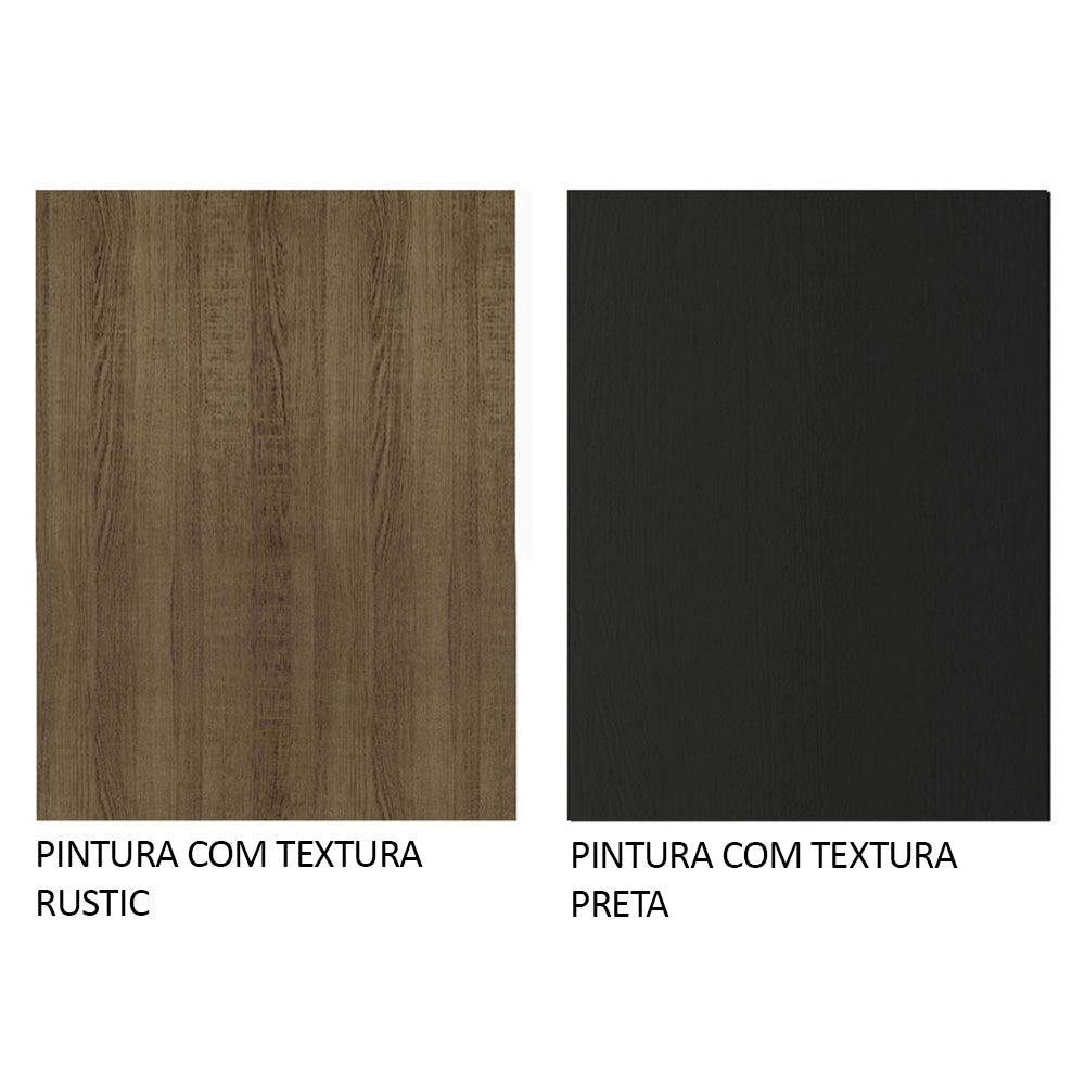 Guarda-Roupa Casal 3 Portas de Correr com Espelho Rustic/Preto Nobre Madesa