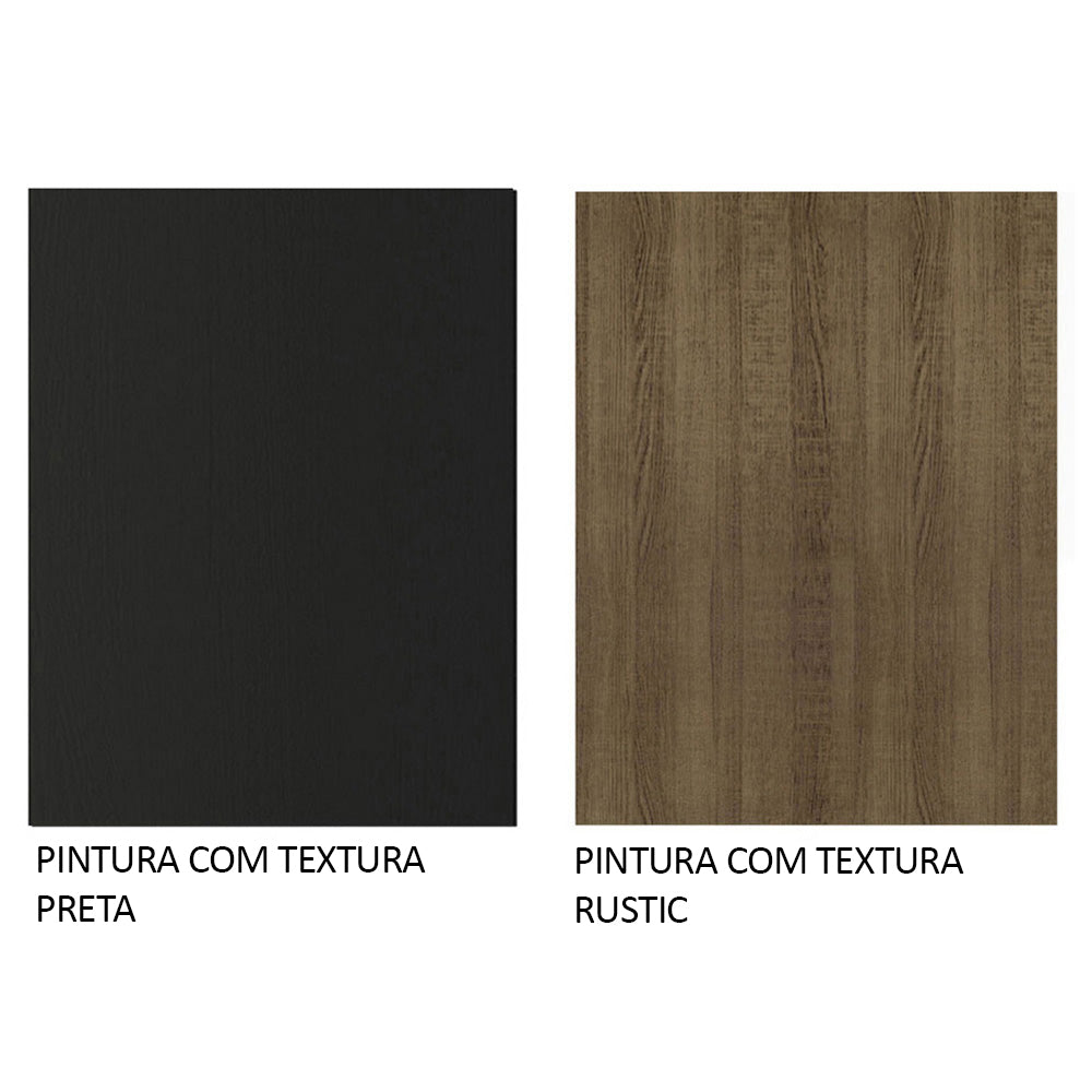 Guarda-Roupa Casal 3 Portas de Correr com Espelho Preto/Rustic Nobre Madesa