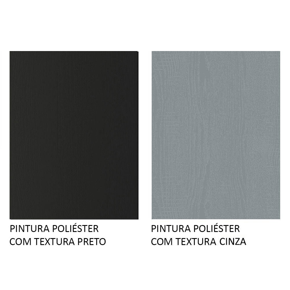 Guarda-Roupa Casal 3 Portas de Correr com Espelho 4 Gavetas Preto/Cinza Sublime Plus Madesa