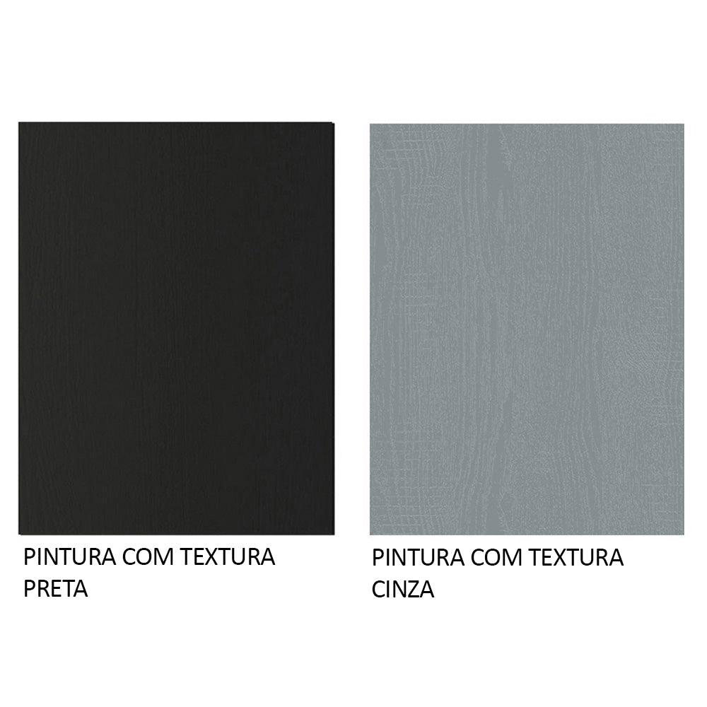 Guarda-Roupa Casal 3 Portas de Correr com Espelhos Preto/Cinza Nobre Madesa