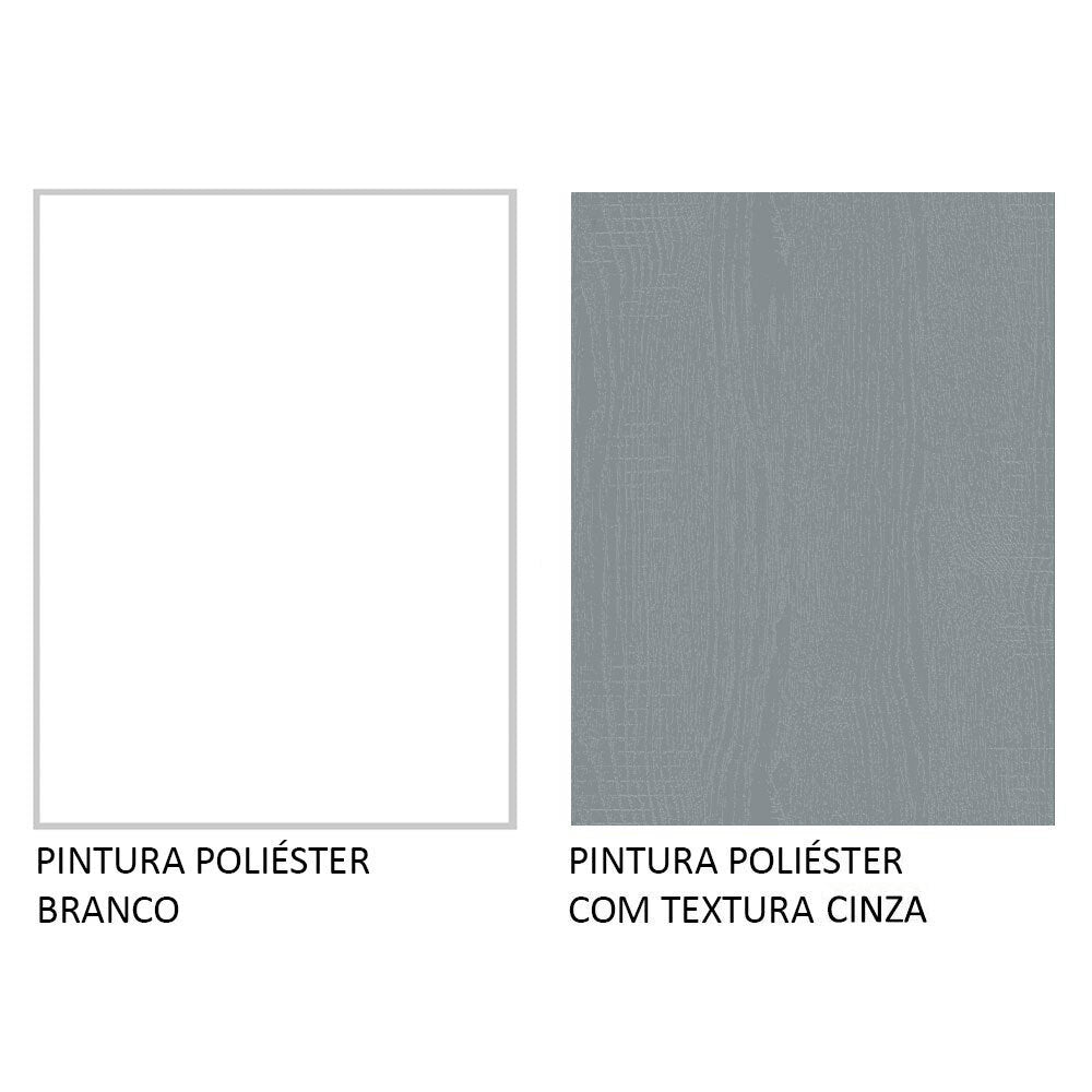 Guarda-Roupa Solteiro 2 Portas de Correr com Espelho 4 Gavetas Branco/Cinza Vivare Plus Madesa